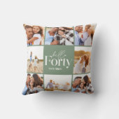 40歳の誕生日モダンセージ緑の写真コラージュ クッション (裏面)