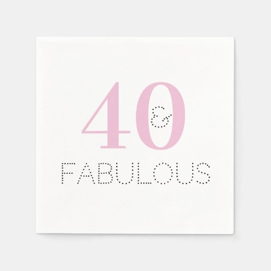 40歳の誕生日モダンタイポグラフィピンクパーティー スタンダードカクテルナプキン (正面)