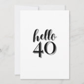 40歳の誕生日モダンピンクとブラックパーティー 招待状 (正面)