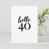 40歳の誕生日モダンピンクとブラックパーティー 招待状 (スタンド正面)