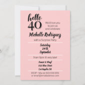 40歳の誕生日モダンピンクとブラックパーティー 招待状 (裏面)