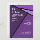 40歳の誕生日モダン紫色の幾何学模様 招待状 (正面)