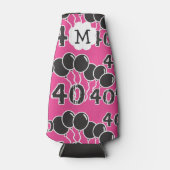 40歳の誕生日モノグラムピンクブラックパーソナライズされた ボトルクーラー (正面)