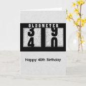 40歳の誕生日ユーモアのためのブラックオドメーター カード (黄色い花)