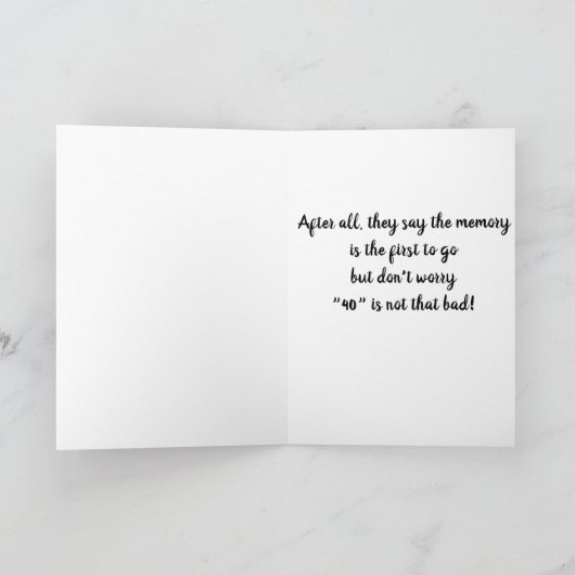 **40歳の誕生日ユーモア**年代のおもしろいメモリが過ぎ去った カード (内部)