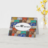 40歳の誕生日ラスティライセンスプレートカード カード (黄色い花)