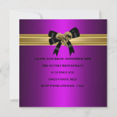 40歳の誕生日リッチ王室のブラックパープルマゼンタ 招待状 (裏面)