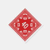 40歳の誕生日レッドバンダナ スタンダードカクテルナプキン (角)