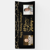 40歳の誕生日レトロブラック金ゴールドストリングライト写真 横断幕 (縦)