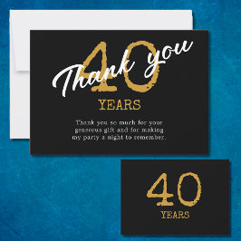 40歳の誕生日レトロブラック&金ゴールド サンキューカード