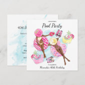 40歳の誕生日レトロプールパーティ 招待状 (正面/裏面)