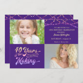 40歳の誕生日レトロメイキング・ライトで40年 招待状 (正面/裏面)