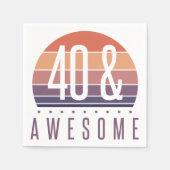 40歳の誕生日レトロ夕日 スタンダードカクテルナプキン (正面)