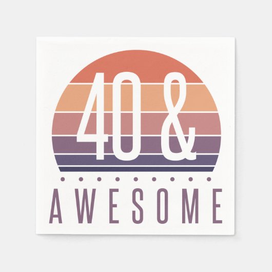 40歳の誕生日レトロ夕日 スタンダードカクテルナプキン (正面)