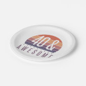 40歳の誕生日レトロ夕日 ペーパープレート (アングル)