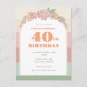 40歳の誕生日レトロ招待状はがき ポストカード (正面)