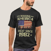 40歳の誕生日ヴィンテージがアメリカ素晴らし国旗 Tシャツ (正面)