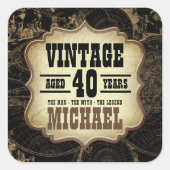 40歳の誕生日ヴィンテージテーマパーティーのナプキンス スクエアシール (正面)