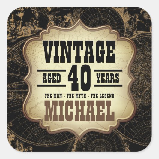 40歳の誕生日ヴィンテージテーマパーティーのナプキンス スクエアシール (正面)