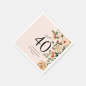 40歳の誕生日ヴィンテージフローラ スタンダードカクテルナプキン (角)