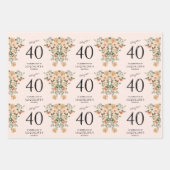 40歳の誕生日ヴィンテージフローラ ラッピングペーパーシート (正面2)