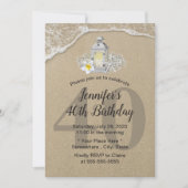 40歳の誕生日ヴィンテージホワイトランタン素朴ビーチ 招待状 (正面)