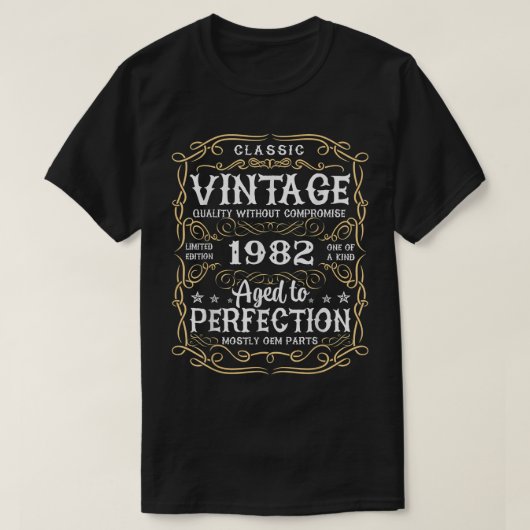 40歳の誕生日ヴィンテージ贈与の完成度1982年40歳 Tシャツ (デザイン正面)