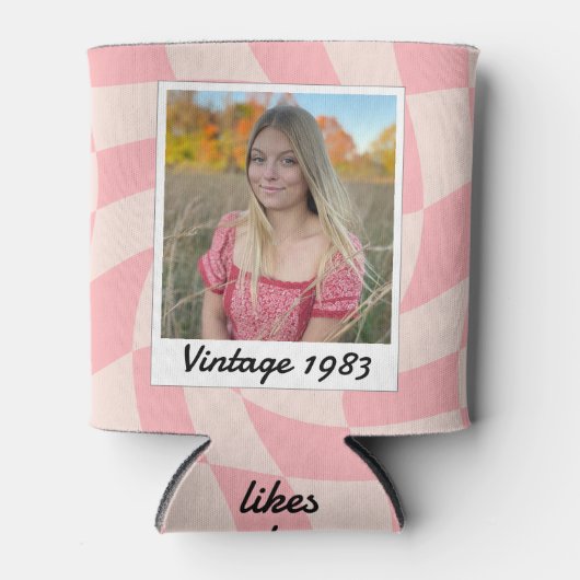 40歳の誕生日ヴィンテージ1983ストライプのクーラーボックス 缶クーラー (正面)