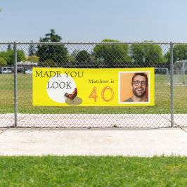 40歳の誕生日写真おもしろい鶏 横断幕