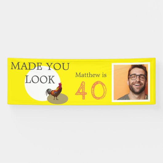 40歳の誕生日写真おもしろい鶏 横断幕 (横)