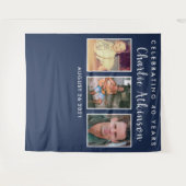 40歳の誕生日写真コラージュ背景バナー タペストリー (正面(横))