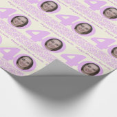 40歳の誕生日写真ダマスククリーム紫の包みW ラッピングペーパー (角)