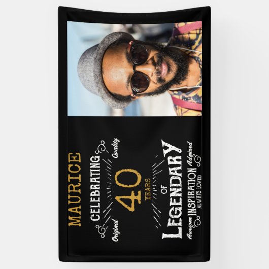 40歳の誕生日写真テンプレート伝説 横断幕 (縦)