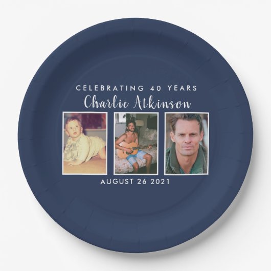 40歳の誕生日写真プレート ペーパープレート (正面)