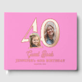 40歳の誕生日写真名ピンクローズゴールド ゲストブック (正面)