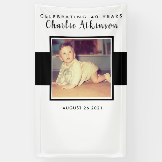 40歳の誕生日写真用背景バナー 横断幕 (縦)