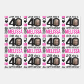 40歳の誕生日写真白黒 ラッピングペーパーシート (正面2)