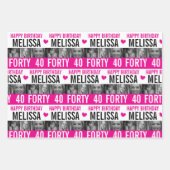 40歳の誕生日写真白黒 ラッピングペーパーシート (正面)