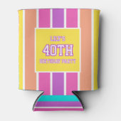 40歳の誕生日写真 ブライトストライプ 缶クーラー (正面)