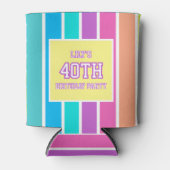 40歳の誕生日写真 マルチカラーストライプ 缶クーラー (正面)