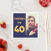 40歳の誕生日写真 青い金色の風船 乾杯 スタンダードカクテルナプキン (インサイチュ)