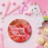 40歳の誕生日名前をカスタムする熱帯花の写真 ペーパープレート (パーティー)