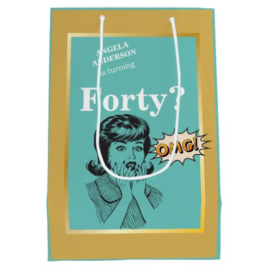 40歳の誕生日🎁女おもしろいの ミディアムペーパーバッグ (裏面)