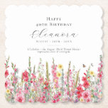 40歳の誕生日威厳がある誕生月の花カスタム ペーパーコースター<br><div class="desc">誕生日パーティーに最適威厳があるなテーブルデコル。ピンクのグラジオラスはその月の誕生の花である。それはかわいらしこのフローラコースターに水縁ど色の底をパーソナライズされた型枠。書道やタイポグラフィを用いて名・年齢・生年月日の誕生日を迎えエレガントる。すべての文字は編集可能。</div>