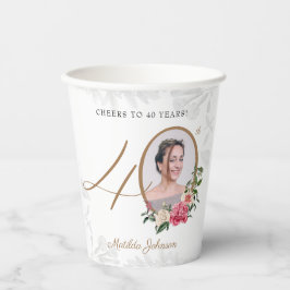 40歳の誕生日応援から40歳の写真カスタム。 紙コップ