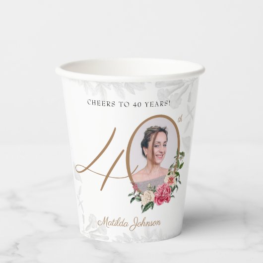 40歳の誕生日応援から40歳の写真カスタム。 紙コップ (正面)