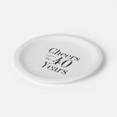 40歳の誕生日応援から40歳の白黒パーティー ペーパープレート (アングル)