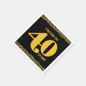 40歳の誕生日応援から40歳の金ゴールドグリッター スタンダードカクテルナプキン (角)