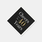 40歳の誕生日応援から40歳の黒い金ゴールドパーティー スタンダードカクテルナプキン (角)