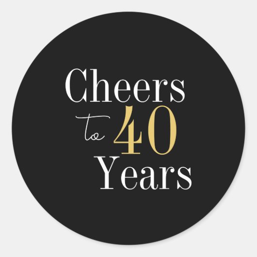 40歳の誕生日応援から40歳の黒い金ゴールドパーティー ラウンドシール (正面)